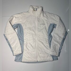 Columbia Jacket Womens Small White Blue Omni-Heat Fleece Full Zip Thermal Lined